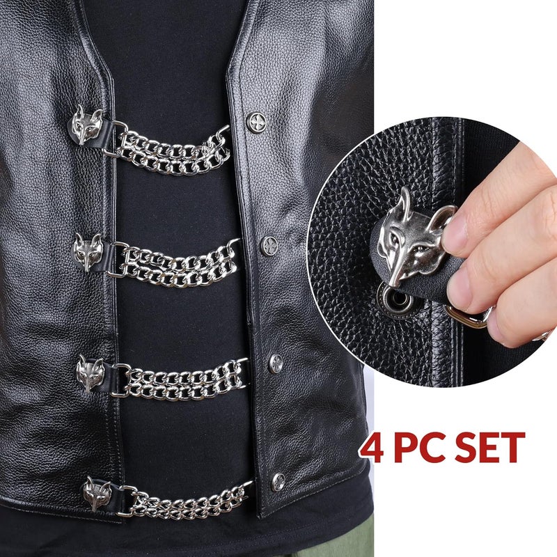Mirthcos Motorcycle Vest Extenders for Men & Women - 4 PCS Leather Vest Extensions for Biker - Durable Double Chrome Chains - Image 4